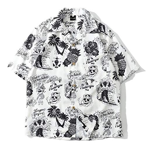 NOBRAND Camisa casual de manga corta para hombre de la calle de Hawaii y playa, dobladillo ajustable, mangas cortas para hombre