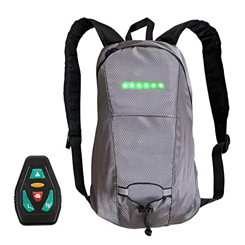 N/Y Mochila de señal de Giro LED con Control Remoto, Mochila para Montar con luz Reflectante Mochila para Deportes al Aire Libre con Capacidad de 15 l para Seguridad en el Ciclismo Nocturno