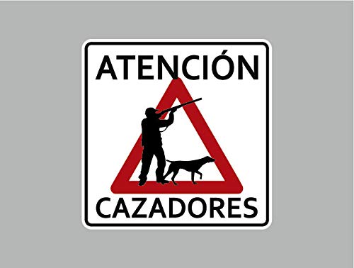 Oedim Pack 2 Señales de Atencion Cazadores | 40x40cm | Finca Privada, Coto Privado, Caza Activa | Señaletica en Material Aluminio Blanco Resistente de 3mm | Duradera y Económica