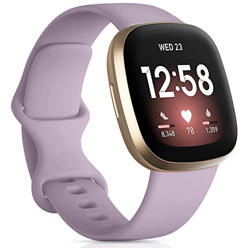 Oielai Correa Compatible con Fitbit Versa 3/Fitbit Sense, Silicone Sport Classic Correas Blandas de Recambio Compatibles con Fitbit Versa 3/Fitbit Sense para Mujeres Hombres, Pequeño Lavanda