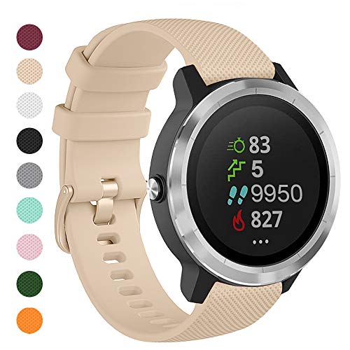 Onedream Correas Compatible para Garmin Vivoactive 4, Compatible con Samsung Galaxy Watch 3 45mm, Pulsera de Repuesto Band Deportivo Correa del Reloj Silicona Accesorios 22mm, Beige (Sin Reloj)