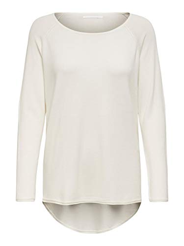 Only Onlmila Lacy L/s Long Pullover Knt Camiseta, Bianco (Cloud Dancer), S para Mujer