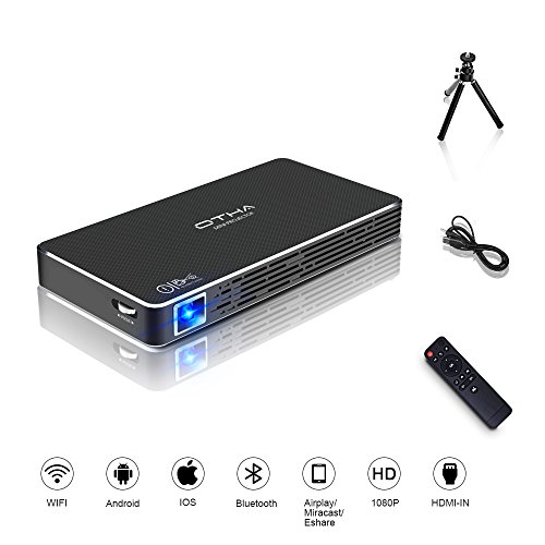 OTHA Mini Proyector WiFi, 120ANSI Lumens Proyector Portátil, 32GB DLP LED Proyector en Casa Soporte HD 1080P, Compatible con TV Stick, PS4(Cable USB, HDMI Incluido)