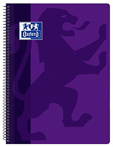 Oxford Classic - Cuaderno espiral, tapa plástico, cuadrícula 4x4, color violeta