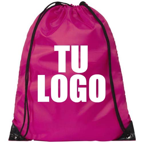 Pack 100 Unidades x Mochila con Cordones de Poliester 210D (Magenta, impresión a Todo Color)