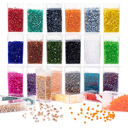 PandaHall 24 cuentas de cristal de tubo de colores, kit de joyería con caja organizadora extraíble para bisutería, abalorios, manualidades, 1080 unidades