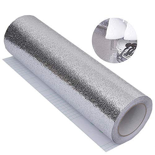 Papel de aluminio resistente al agua pegatinas, Papel Adhesivo Impermeable Pegatinas autoadhesivas de cocina resistente al calor Fondo de pantalla para mesas de gabinete Gabinete Cajones(40 * 300cm)