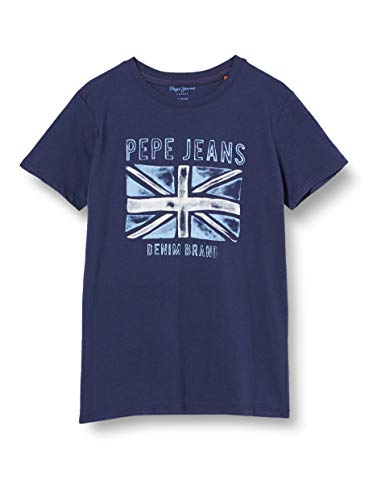 Pepe Jeans Anton Camiseta, Azul (Midnight 582), 8-9 años (Talla del Fabricante: 8) para Niños