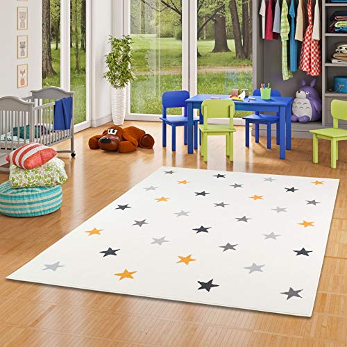 Pergamon Trendline - Alfombra para niños y jóvenes - Estrellas - Crema Mixta - 5 tamaños