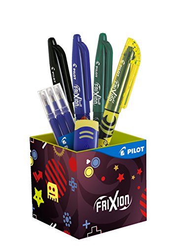 Pilot 3131910539056 FriXion Ball - Juego de 6 lápices (punta media), color azul, negro, verde y amarillo