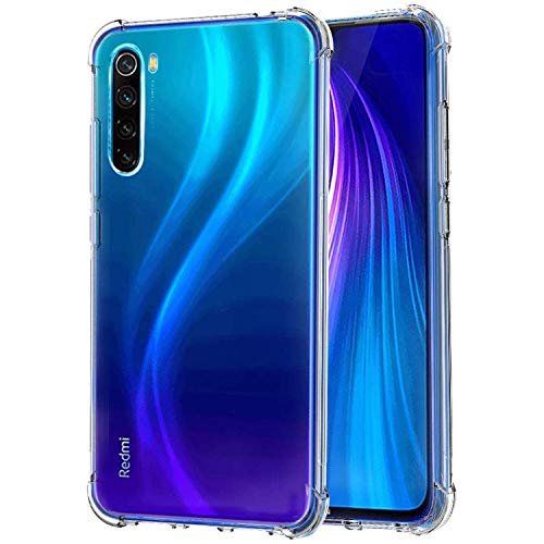 PLANETMOVIL Compatible con XIAOMI REDMI Note 8 Funda Carcasa Transparente de TPU Flex con los Bordes Reforzados Esquinas Gruesas Anti-Golpes NOTE8 6,3 Pulgadas