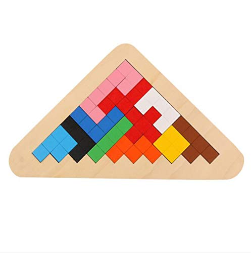 PROW® Madera Rompecabezas de Colores Tangram Edificio Bloques Tablero Rompecabezas Juguetes para Niños Bebes Temprano Educativo 12 Unids Triángulo Madera Niños Juguetes