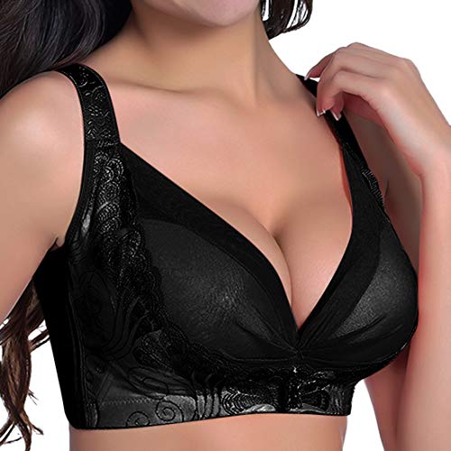 Puimentiua Sujetador Sexy para Mujer Sostén de Encaje Sujetador Reductor en Profundo V Suave Sujetadores Push Up Ropa Interior Lencería