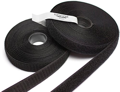 Purovi Cinta de Gancho y Bucle de 10 m | Ancho 20 mm | Para Coser | Negro