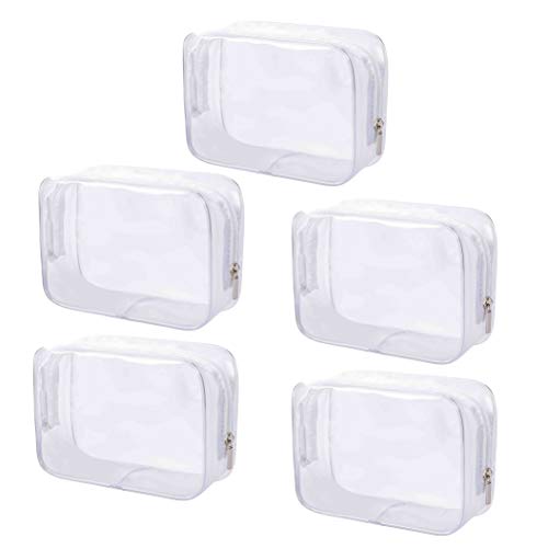 PVC Bolsa de Maquillaje 5 Piezas Transparente Bolsa de Aseo Portátil Cosméticos Organizador Impermeable para Vacación Baño y Viajes 16.5 x 5 x 11.5 cm