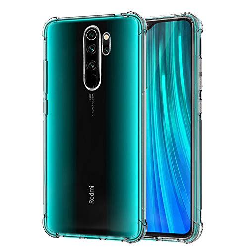 QHOHQ Funda para Xiaomi Redmi Note 8 Pro, Cases Silicona Thin Slim TPU Cuatro Esquinas Anti-caída para Xiaomi Redmi Note 8 Pro (Transparente)