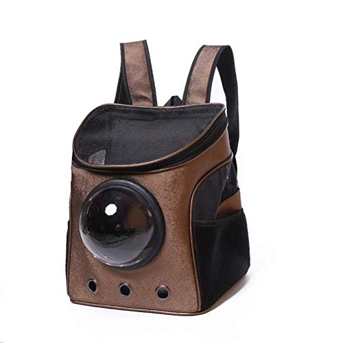 QIAOYI Mochila para Mascotas Mochila para Perros Gato Mochila para Mascotas Bolsa De Transporte con Cápsula Espacial Bolsa para Mascotas,Brown