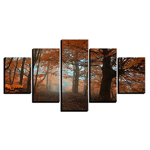 QZWXEC Cuadro en Lienzo Impresión Bosque de arces de 5 Piezas Material Tejido no Tejido Impresión Artística Imagen Gráfica Decoracion de Pared