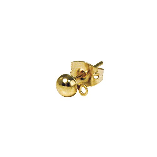 Rayher 2228106 - Pendientes con Media kg + Eje, 4 mm, SB-Btl, 2 Unidades, Color Dorado