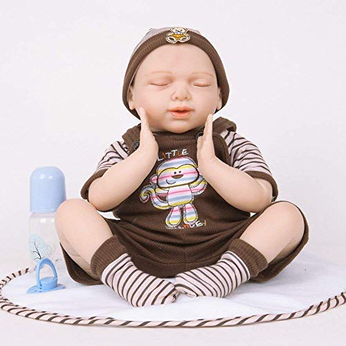 Reborn Baby Dolls Nicery Reborn Baby Doll Simulación Suave Silicona Vinilo Boca Magnética Juguete Realista Niño Ojos Cerrados 55Cm