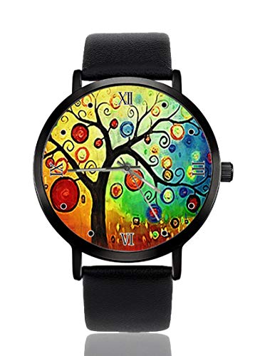 Reloj de Pulsera para Hombre con diseño de árbol de la Suerte, Ultrafino y Colorido, para Negocios, Casual, Deportivo, de Cuarzo, Resistente al Agua, Unisex, para Hombre y Mujer