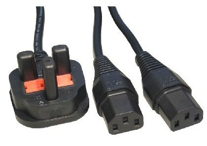 Rhinocables 2 m 2 metro moldeado 3 pin 10 A IEC C13 UK doble corriente eléctrica Monitor Cable de alimentación para ordenador