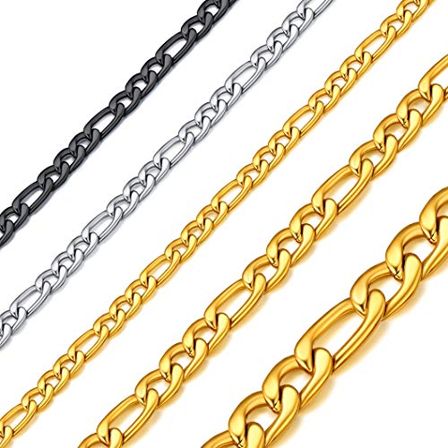 Richsteel 65cm Hombre Acero Oro Cadenas Italianas 3mm para Colgantes Hip Hop Biker