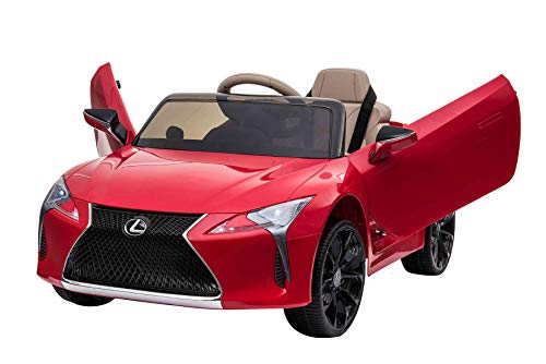 RIRICAR Paseo eléctrico en automóvil Lexus LC500, Rojo, con Licencia Original, batería de 12V, Puertas de Apertura Vertical, Motor 2X, Control Remoto de 2.4 GHz, suspensión, Arranque Suave