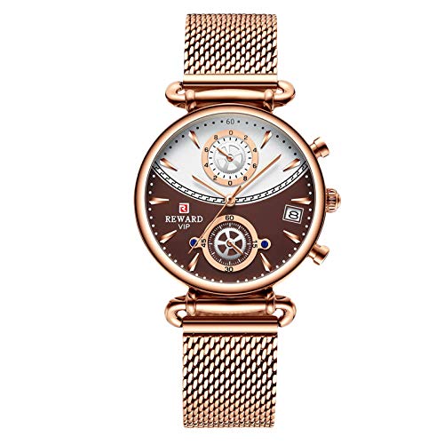 RORIOS Mujer Relojes Analógico Cuarzo Reloj con Correa en Mesh Acero Inoxidable Moda Niña Reloje clásico Mujer Relojes