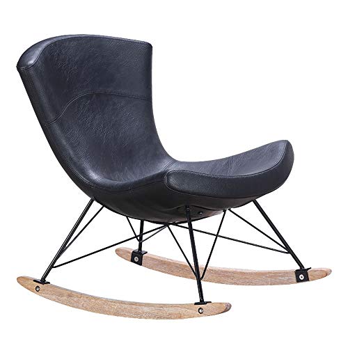 Ryyland-Home Mecedora Mecedora Rocker Diseño Retro relaja la Silla reclinable Mecedora Sillón (Color : Negro, tamaño : 79x79x57cm)