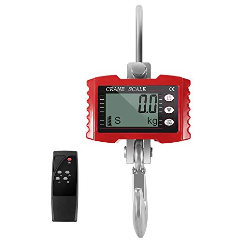 S SMAUTOP Báscula Colgante Industrial Pesada, 1000 kg (2200 LB) de Carga Pantalla de báscula Digital LED Inteligente Báscula Colgante compacta de Alta Resistencia, para Farm Factory (Rojo)