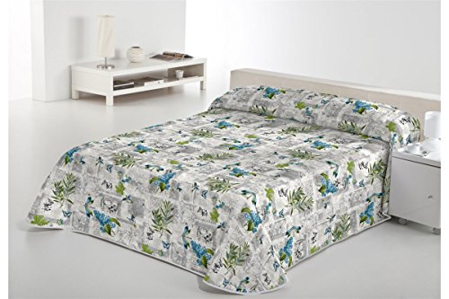 SABANALIA - Colcha Estampada Garden (Disponible en Varios tamaños), Cama 200-300 x 280 cm