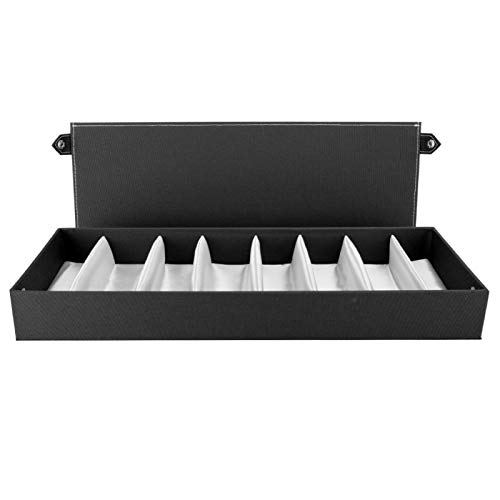 SALUTUYA Exquisita Mano de Obra Caja de presentación de Gafas 8 Rejillas Que evitan el Almacenamiento de Polvo Organizador de la Caja Gafas de Sol de Viaje de Tela Oxford ordenadas y(Black)