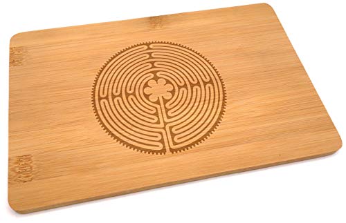 Samunshi® Tabla de madera con grabado laberinto de Chartres de bambú, tabla de cortar, tabla de cortar pequeña, tabla de cortar de madera