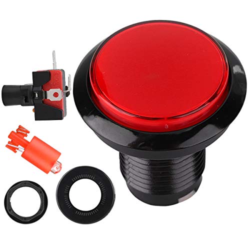 SANON Lámpara Led Redonda 12V Botón Grande Iluminado para Juegos de Máquinas Recreativas Pieza de Bricolaje ( Rojo )