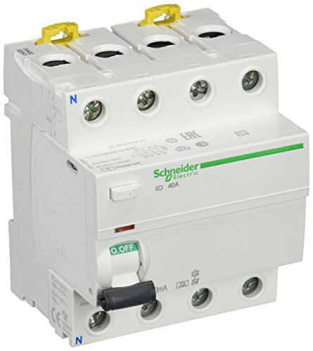 Schneider Electric A9R31440 iID Interruptor Diferencial, Clase SI, Instantáneo, 30 mA de Sensibilidad, 4P, 91 mm Altura x 72 mm Anchura x 73.5 mm Profundidad, 40 A Courant, Blanco