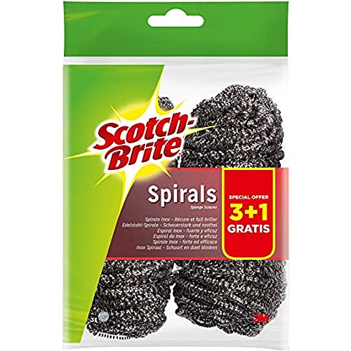 Scotch-Brite Espiral de Inox, Paquete de 3+1 x 4 (Total: 16 unidades)