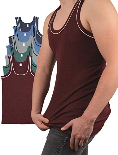 SGS Bakis - 5 camisetas interiores para hombre, sin costuras laterales, no se deforman, para ropa de negocios, de tirantes, acanaladas, de algodón, sin costuras gris Large