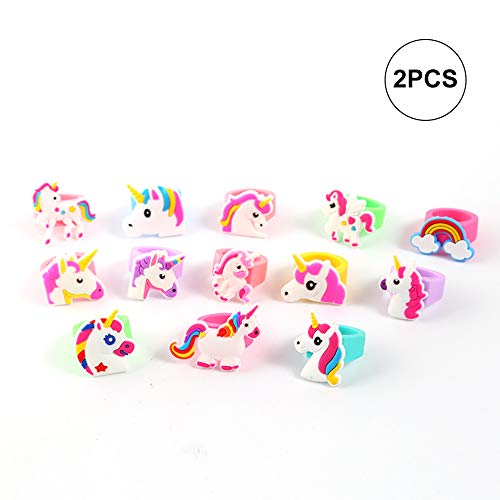 shentaotao 2pcs De PVC Arco Iris del Unicornio De Silicona Fiesta De Cumpleaños del Unicornio Anillo Favores De Suministros Unicornio Fiesta para Los Niños De Los Niños