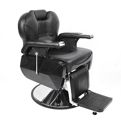 Sillón de peluquería Classic hidráulico reclinable barber 360º de piel sintética para salón profesional, 96 x 94 x 84 cm, color negro