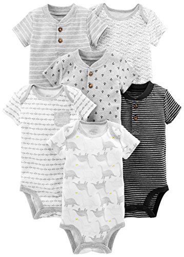 Simple Joys by Carter's - Body de manga corta para bebé, 6 unidades ,Negro/Blanco ,3-6 Meses