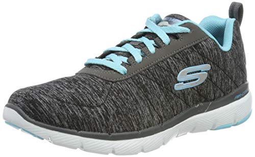 Skechers Flex Appeal 3.0-Insiders, Zapatillas Mujer, Multicolor (BKLB Black & Gray Mesh/Black Trim), 39 EU