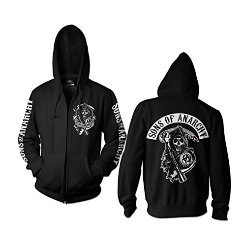 SOA Backpatch Zipped Hoodie (Black), Medium