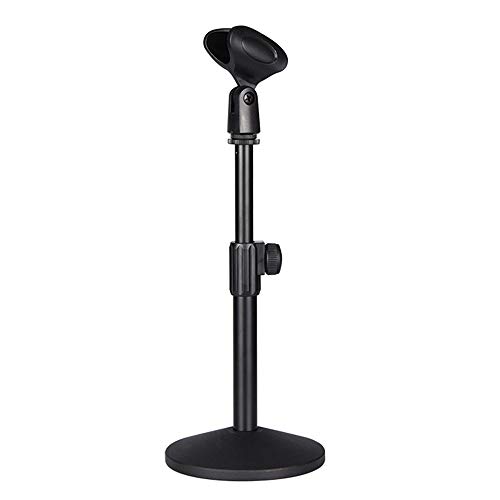 Soporte para micrófono de escritorio, estable, con base de hierro negro, tornillo hembra para micrófono, color negro