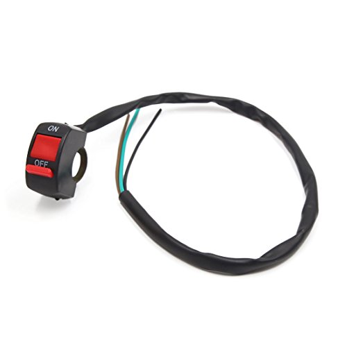 sourcing map 22mm Manillar Moto Botón Rojo Interruptor para Faro Delantero Luz Intermitente ON/Off 3 Cables