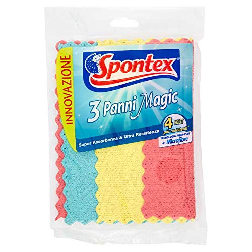 Spontex, Paños Magic, tecnología Aqua-Plus con Microfibra, 1 Paquete de 3 Unidades