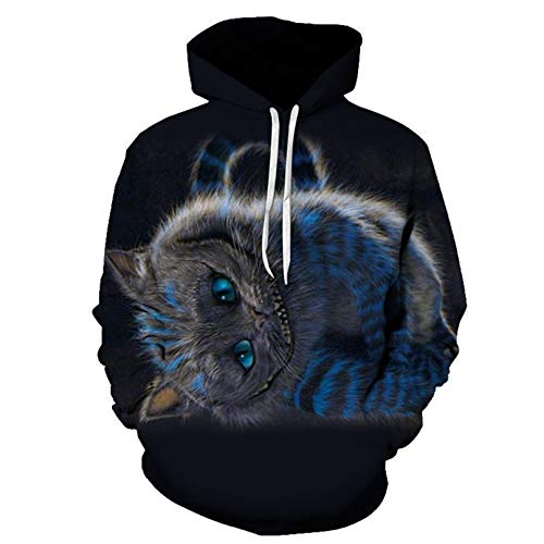 Sudaderas con Dos Gatos para Mujer Sudaderas con Capucha 3D De Manga Larga Sudadera Pullover Tops Blusa Pullover Sudadera con Capucha Tops 368 L