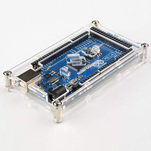 SUNFOUNDER Mega 2560 Case Enclosure Transparent Gloss Acrylic Computer Box Compatible with Arduino Mega 2560 Rev3 R3, Genuino Mega 2560 Rev3 and Other Arduino Compatible Mega