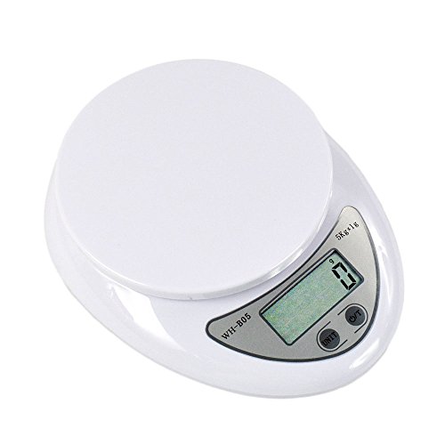 Szaerfa Cocina LCD Postales Escalas Digitales Dieta Alimenticia Peso Electrónico 5kg / 1g (Blanco)