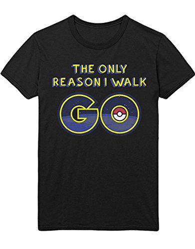 T-Shirt Poke Go The Only Reason I Walk Hype Kanto X Y Blue Red Yellow C123125 Negro XL